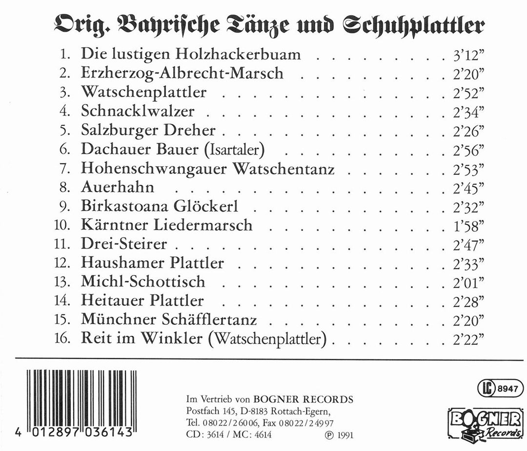 Original Bayrische Tnze und Schuhplattler, Audio-CD