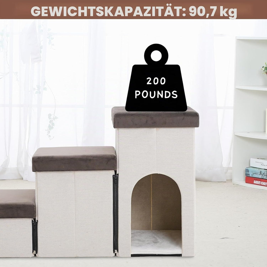 3 Stufen hundetreppe für kleine Hunde hundetreppe mit stauraum für Bett Sofa 44cm hoch katzentreppe