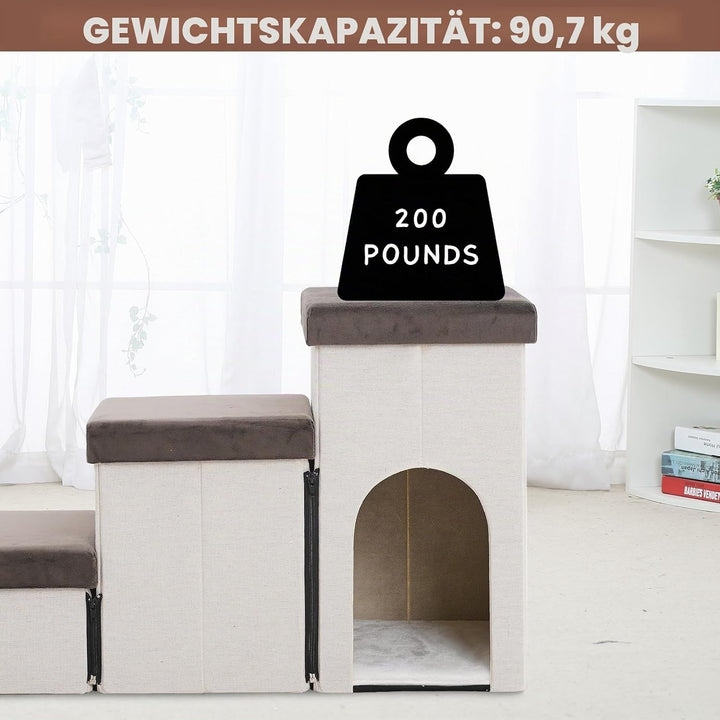 3 Stufen hundetreppe für kleine Hunde hundetreppe mit stauraum für Bett Sofa 44cm hoch katzentreppe