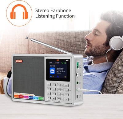 Tragbares DAB Radio,Bluetooth Radio,Küchenradio mit Kabel oder Batteriebetriebenes Radio, 2.4''Farbd