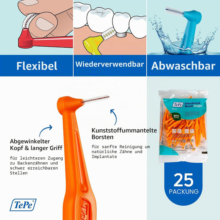 TePe Interdentalbürsten Angle ORANGE 0.45, 25 Stück Single, Single