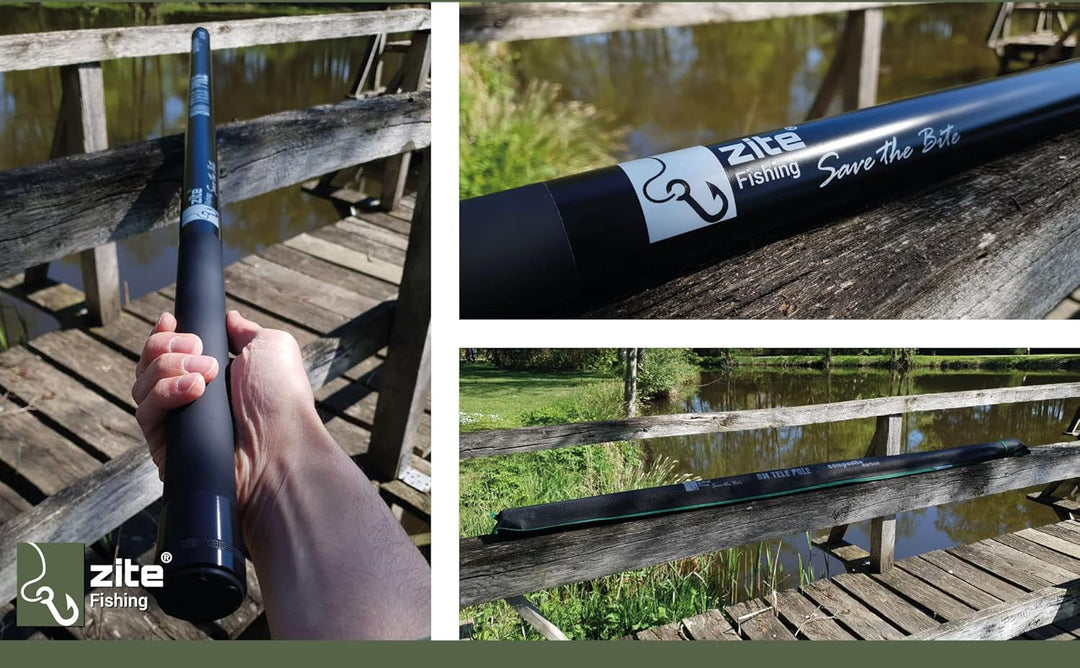 Zite Fishing Stipprute 8m Composite Carbon Stippe Teleskop-Rute - Auch als Geocaching-Angel Einsetzb