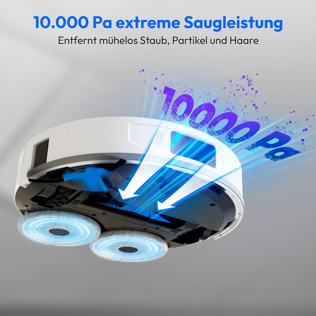 MEDION Saugroboter mit 3-in-1 Absaugstation, Lasernavigation und Wischfunktion X55 SW+ (Starke 10000