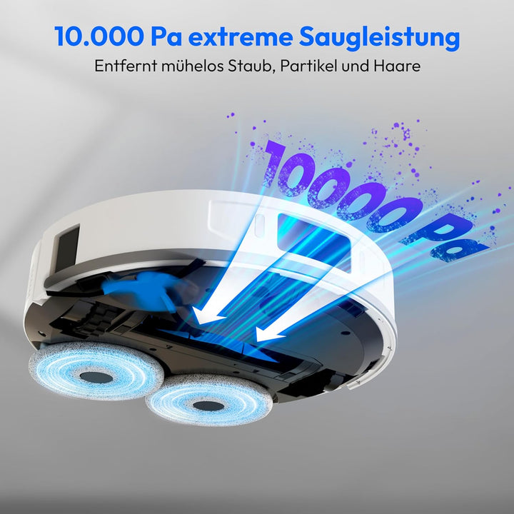 MEDION Saugroboter mit 3-in-1 Absaugstation, Lasernavigation und Wischfunktion X55 SW+ (Starke 10000