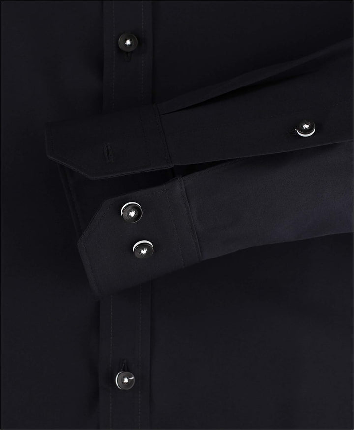 Venti Herren Chambray Hemd uninah Body Fit 38 Schwarz (Schwarz 800), 38 Schwarz (Schwarz 800)