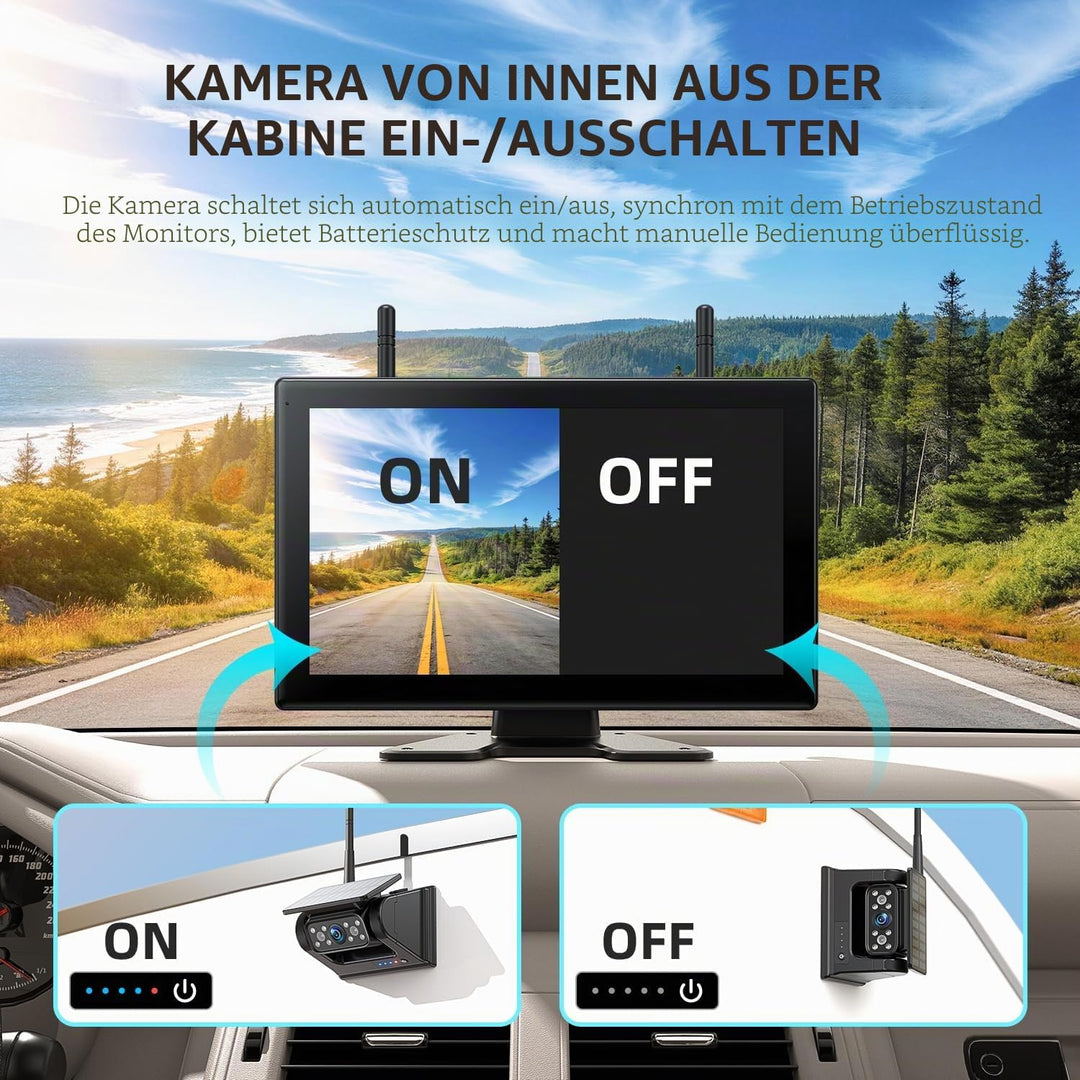 eRapta 10“ Magnetisch Solar Rückfahrkamera Kabellos Kits 10 Zoll, 1 Kamera, 10 Zoll, 1 Kamera