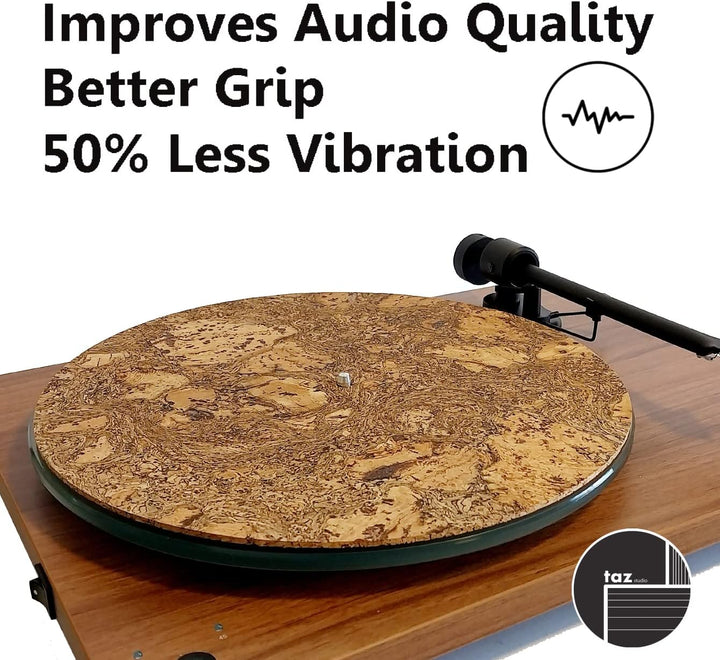 Premium Slipmat - Kork-Plattenspielermatte für bessere Klangunterstützung auf Vinyl-LP-Schallplatten