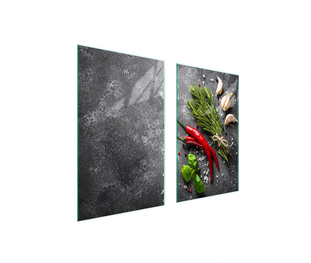 TMK ArtDeko Herdabdeckplatte 2 Teilig 40x52 + 35x52 cm - Spritzschutz Herdabdeckung – Herdschutz aus