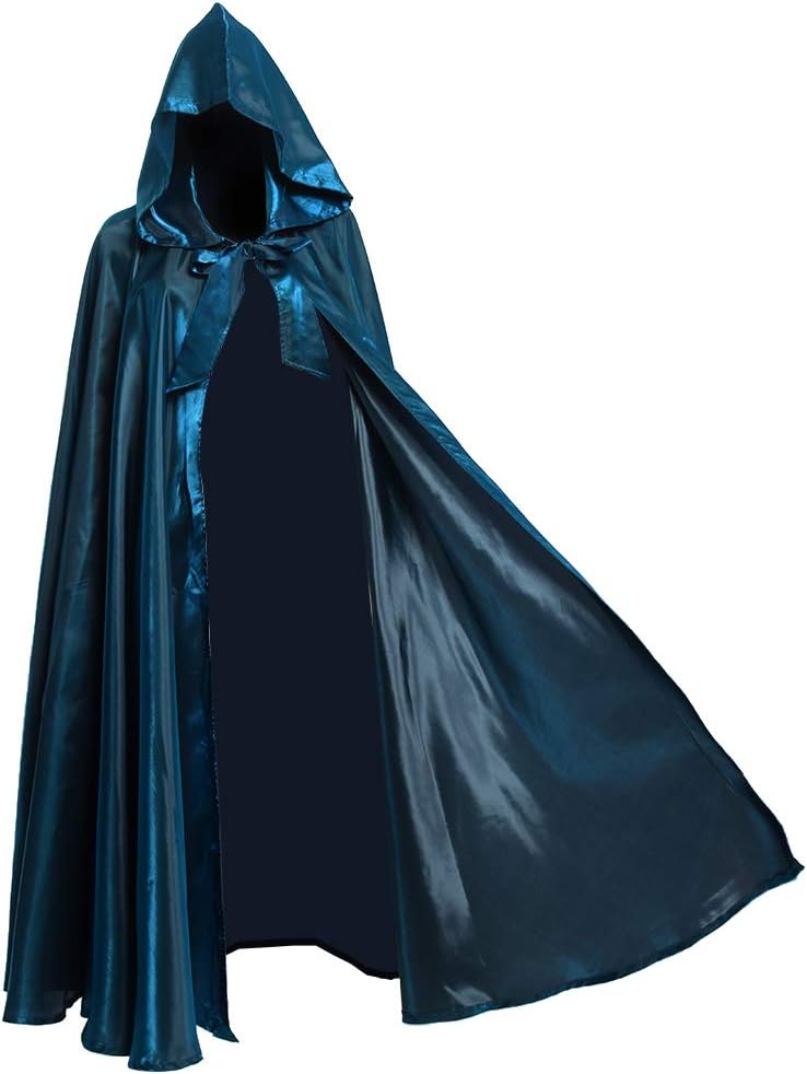 GRACEART Unisex Gotisch Lose Umhang mit Kapuze Mantel Poncho Kap, Blau(polyester)