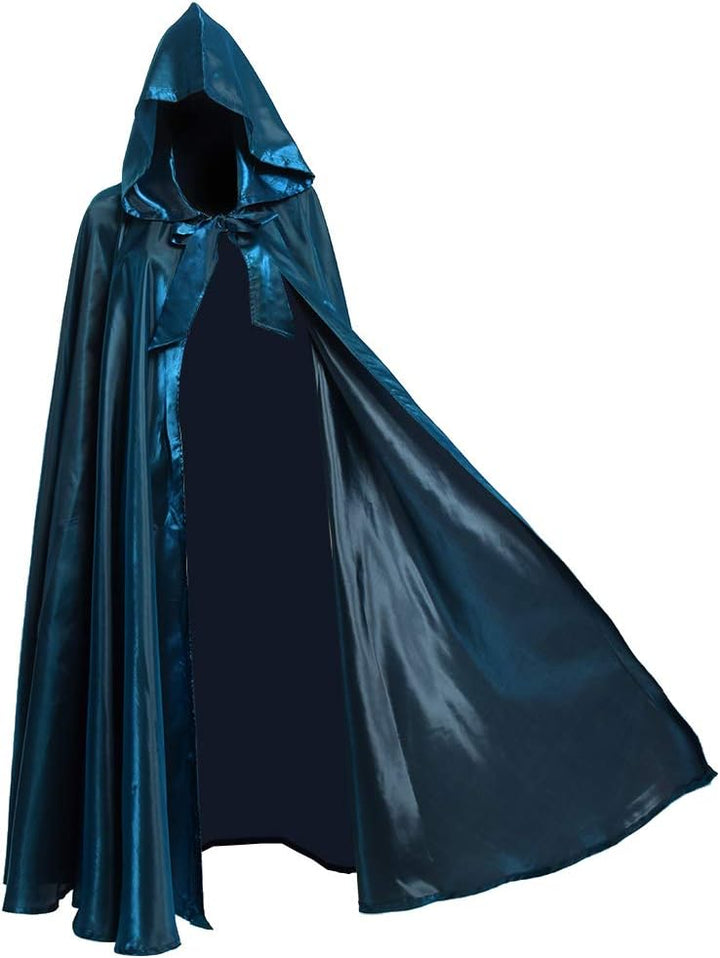 GRACEART Unisex Gotisch Lose Umhang mit Kapuze Mantel Poncho Kap, Blau(polyester)