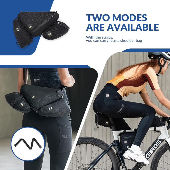 ROCKBROS Fahrradtasche Set Rahmentasche*2 + Satteltasche*1 Abnehmbare Tragbare ca. 1,2L 3 in 1 Umhän