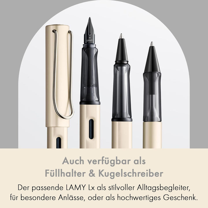 LAMY Lx Tintenroller 358 – Rollpen aus Aluminium, edel eloxiert in der Farbe Palladium mit transpare