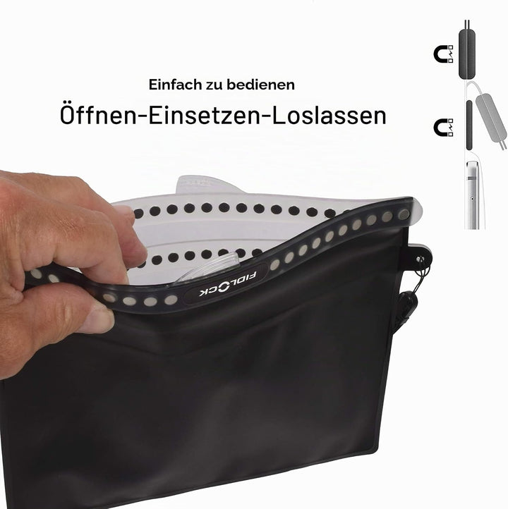 Fidlock Hermetic Drybag Multi Schwarz - Magnetisch selbstverschliessender wasserdichter Drybag, Grös