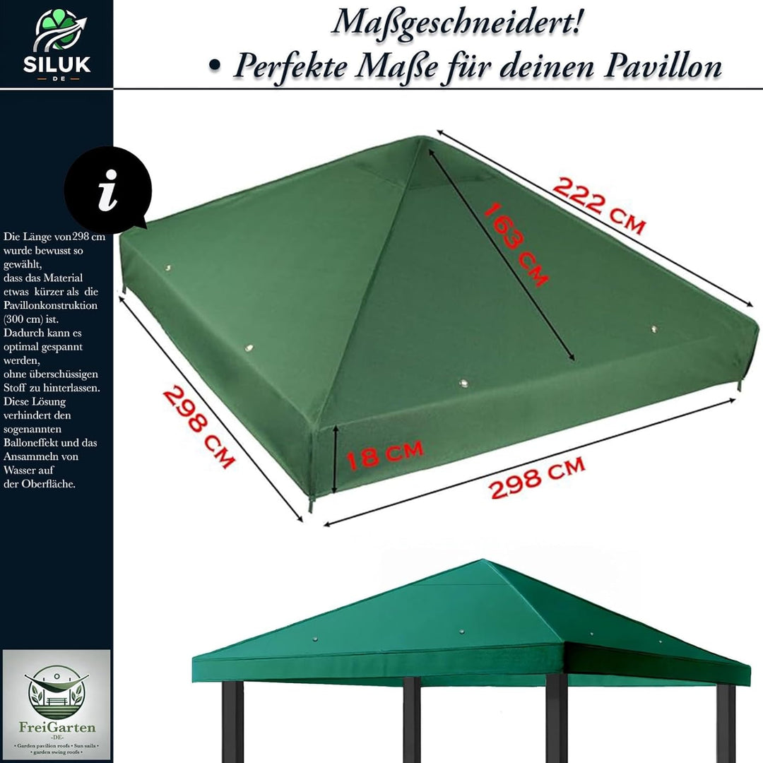 freigarten.de Modell 2 Ersatzdach für Gartenpavillon, 3 x 3 m, wasserdicht, Material Panama, aus wei