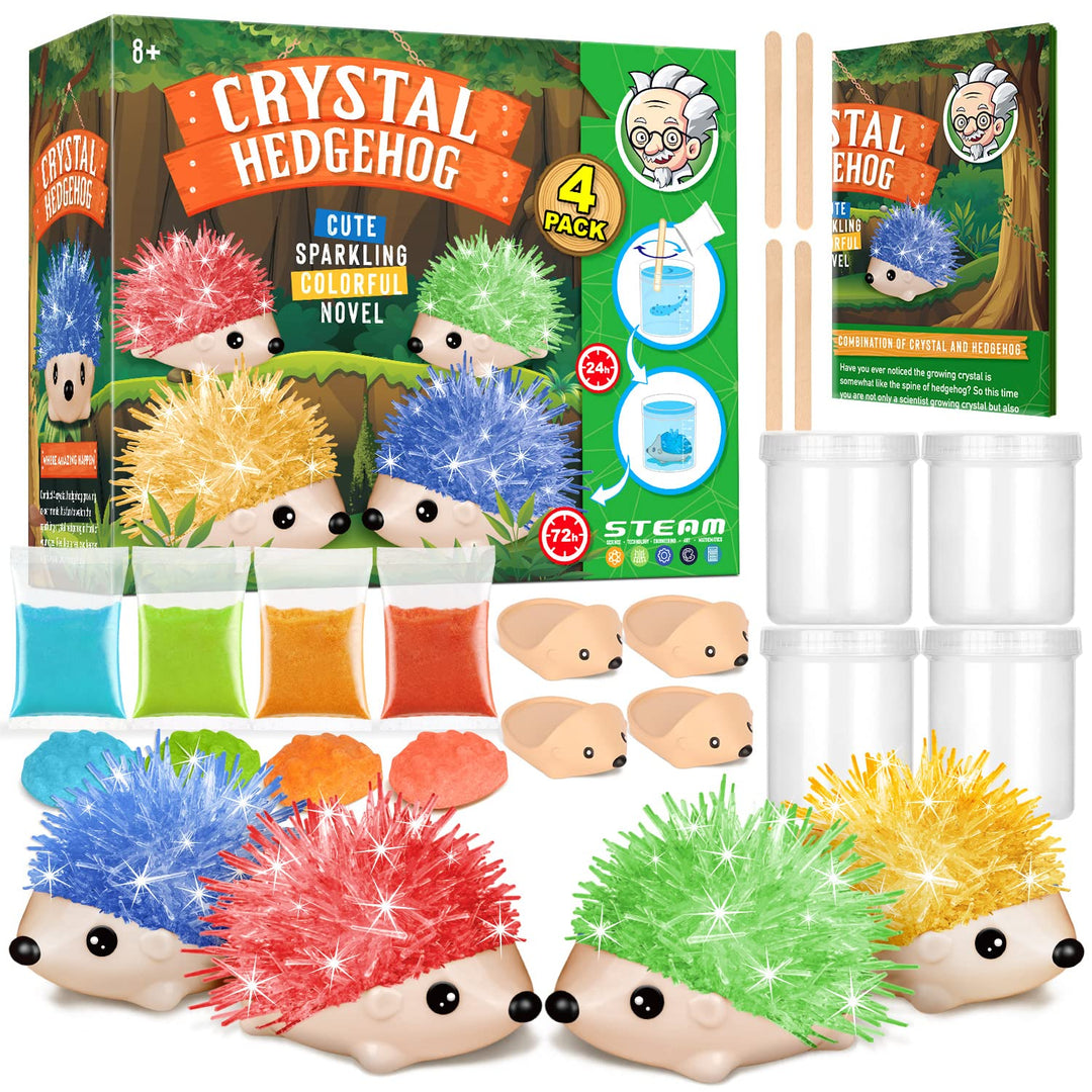 Dr. Daz Igel Kristalle Züchten - Kristall Zucht Hedgehog, 4 Stück - Experimente für Kinder ab 6 7 8