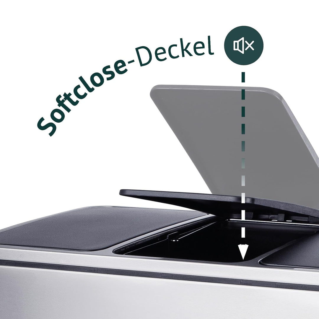 SVITA TM3X18 Edelstahl Treteimer 54 Liter Abfalleimer Mülleimer Design Silber Mülltrennung Papierkor