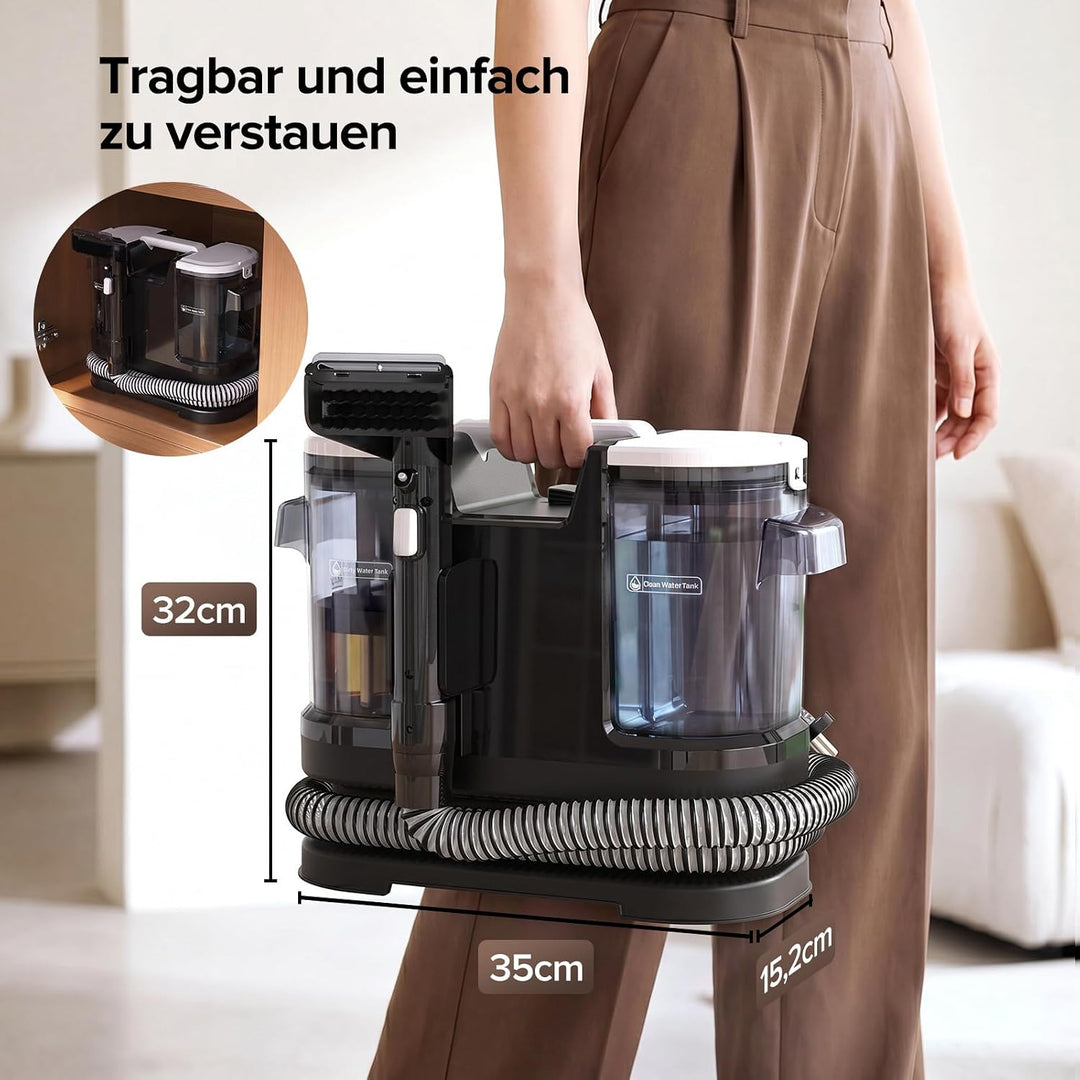 Lubluelu Upgrade Nasssauger, 600 W, 22 kPa, mit Selbstreinigung | Tragbarer Waschsauger für Teppiche