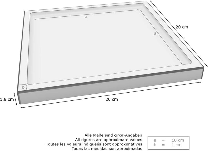 Vladon Dekoschale Maya, Moderne Dekorationsschale eckig, Grau Hochglanz, 3er-Set (20 x 1,8 x 20 cm)