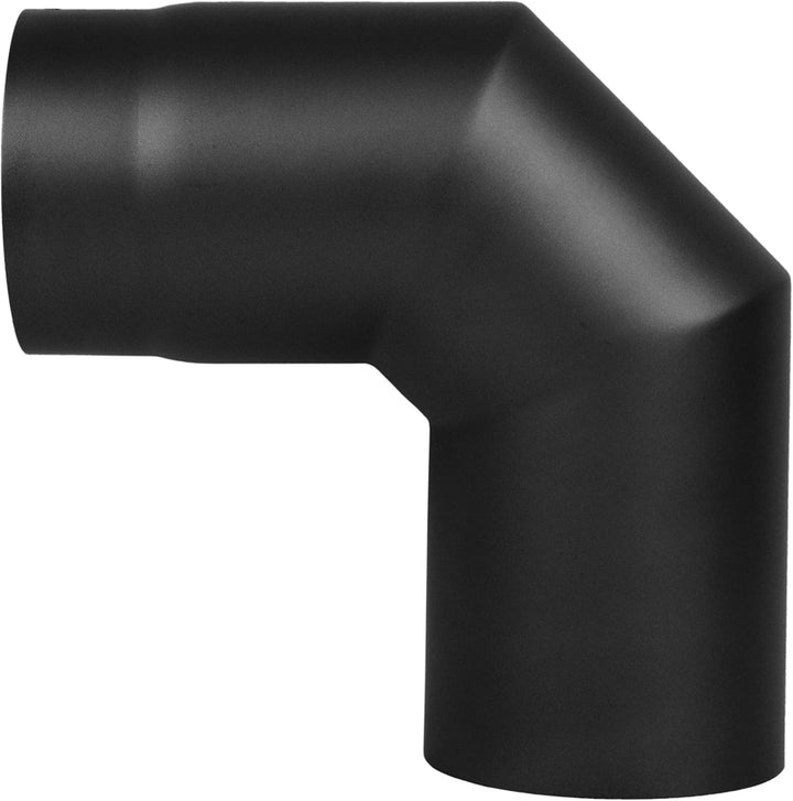 LANZZAS Ofenrohr Bogen 90° Grad ohne Tür, im Durchmesser, DN Ø 150 mm, Farbe: schwarz-metallic - wei