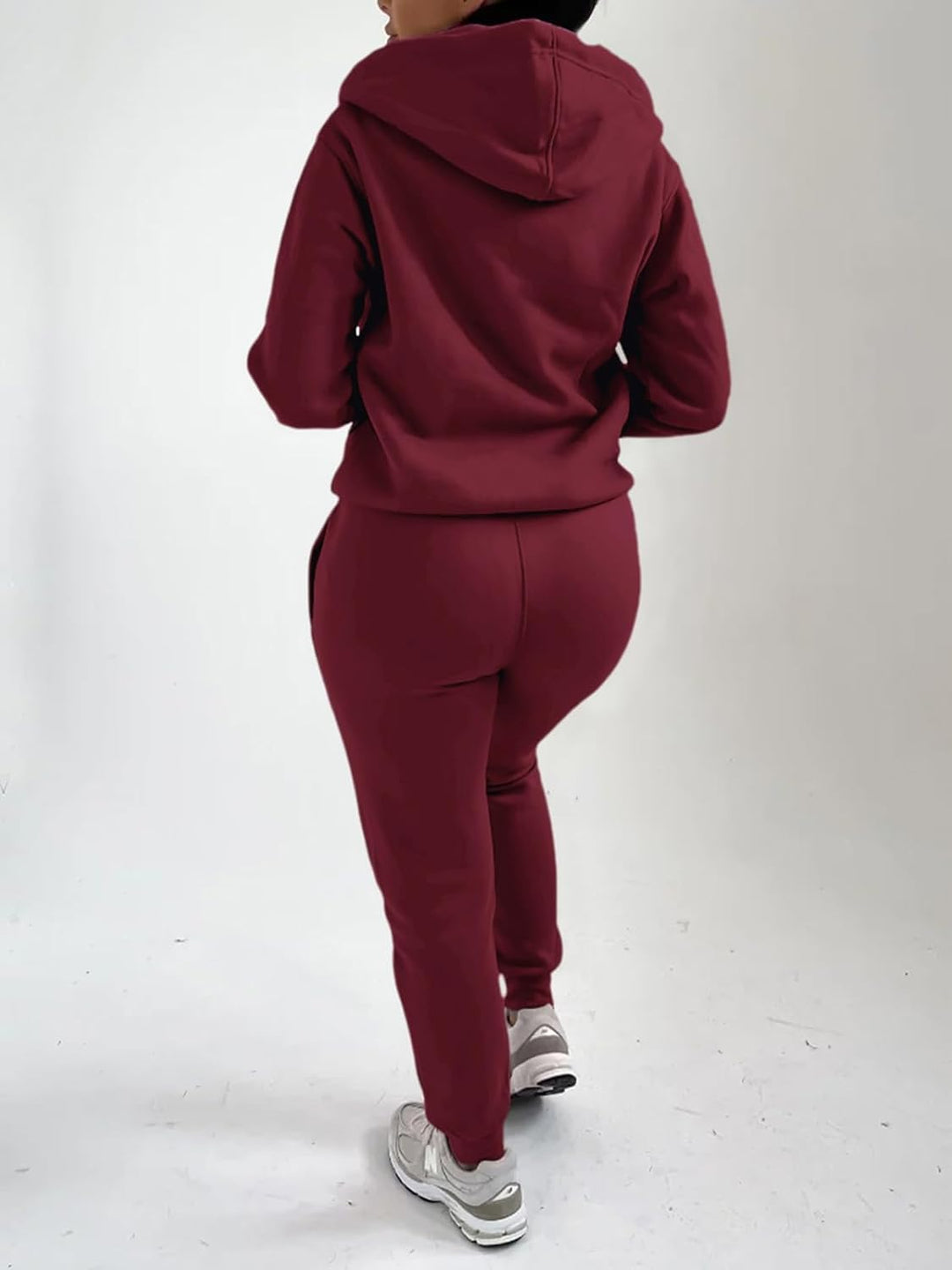 REORIA Damen Trainingsanzüge Warm Baumwolle Hausanzug Dicker Jogginganzug Set Langarmes Activewear W