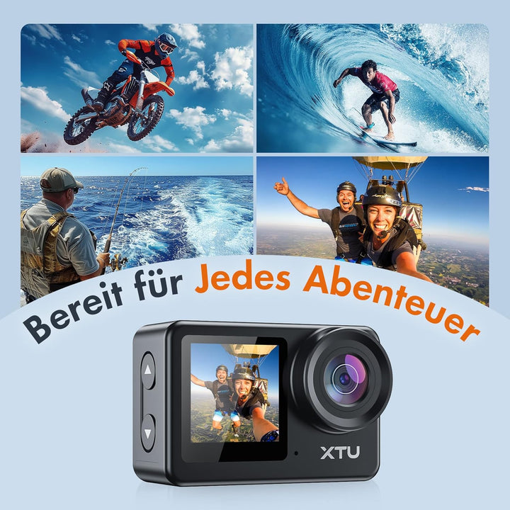 XTU Action Cam 4K30FPS 20MP Ultra HD 2,0 Zoll LCD Touchscreen 40M Unterwasserkamera mit 64GB U3 Spei