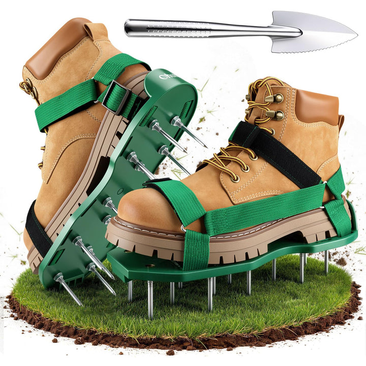 Ohuhu Rasenlüfter Schuhe Nagelschuhe mit Schaufel Kostenlose Installation, Rasenbelüfter Aerifiziere
