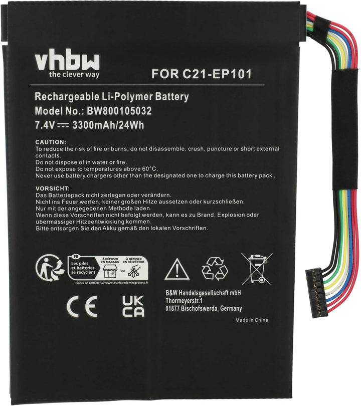 vhbw Akku kompatibel mit Asus Eee Pad Transformer TF101-1b029A, TF1011B030A, TF101-1B030A Notebook (