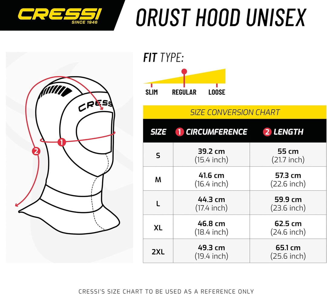 Cressi Orust Hood 5mm - Unisex-Tauchhaube für Erwachsene, Schwarz/Silber S/2, S/2
