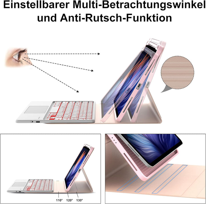 WINCHKING iPad 9 Generation Hülle mit Tastatur 10,2 Zoll für iPad 9/8/7 Gen - 7 Farben Beleuchtete K
