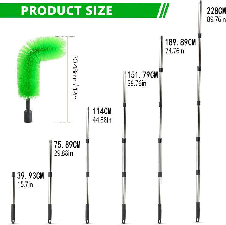 Dachrinnenbürste, Dachrinnenreiniger mit 6 Pcs Abnehmbaren Teleskopgriffen Und 2 Pcs Grüne Bürstenkö