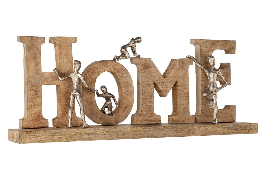 GILDE Deko Holz Buchstaben Schriftzug Home - gefertigt aus Holz Aluminium - Breite 58,5 cm Höhe 23,5