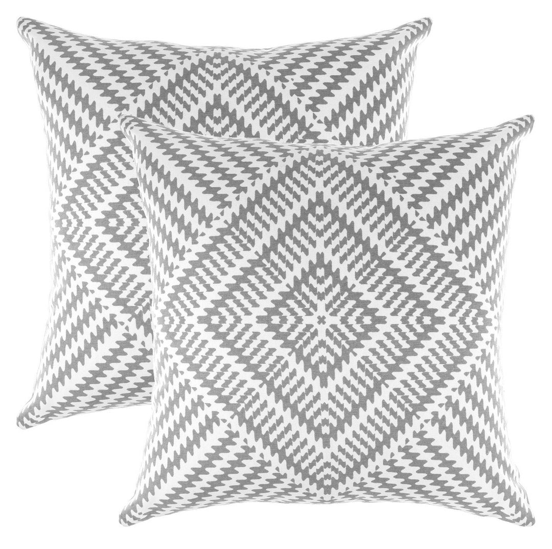 TreeWool Dekorativer Kissenbezug (60 x 60 cm, Grau) Kaleidoskop Design 100% Baumwolle (2er Pack), Gr