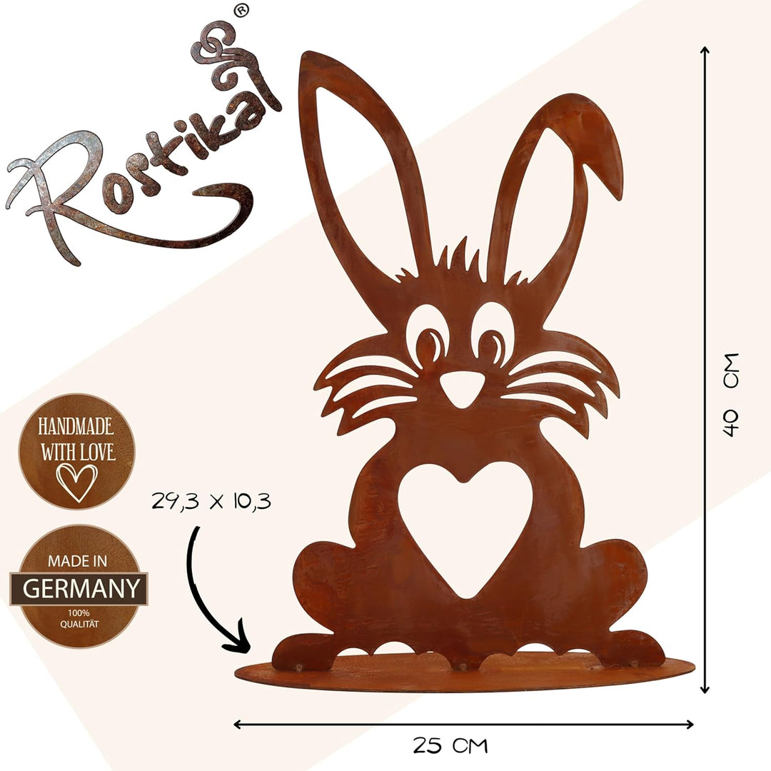 Rostikal Vintage Gartendeko Figur 40 cm Osterhase Rost Deko Frühjahr Max, Max