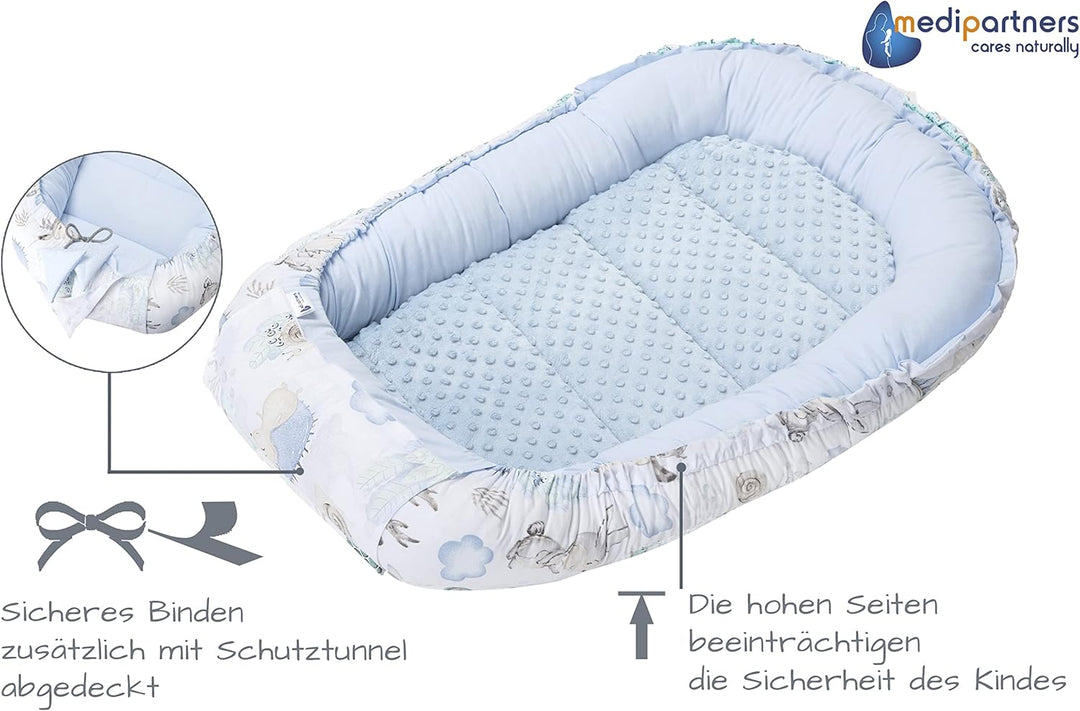Medi Partners Babynest Kuschelnest Babynestchen 100% Baumwolle Nestchen Reisebett für Babys Säugling