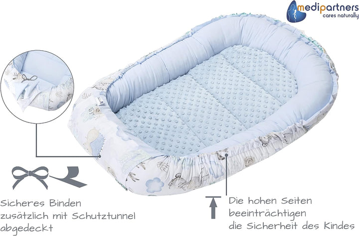 Medi Partners Babynest Kuschelnest Babynestchen 100% Baumwolle Nestchen Reisebett für Babys Säugling