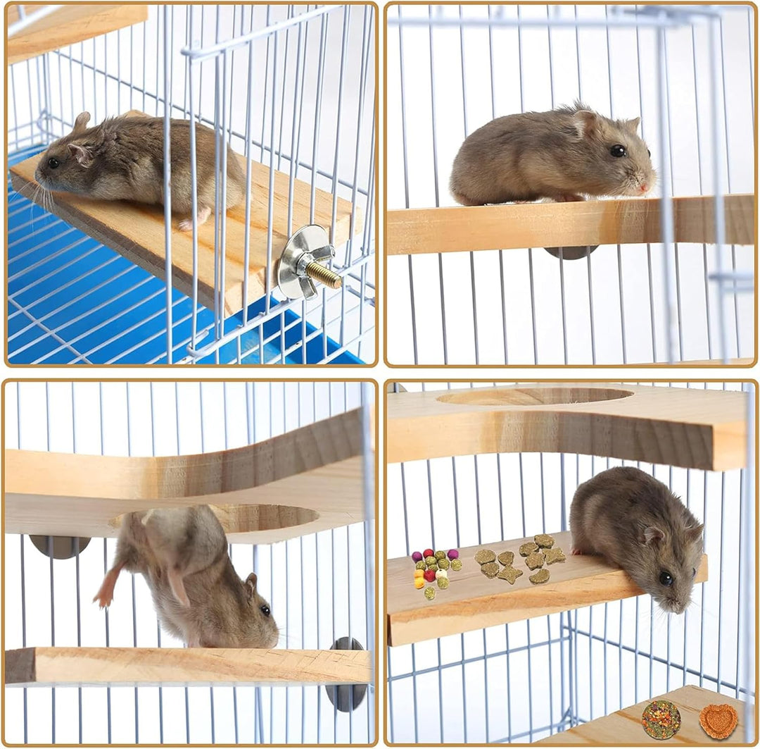 Hamster Zubehör aus Holz 5PCS Set für Kleintier Plattform Käfig, DIY Dekor Braun, Braun