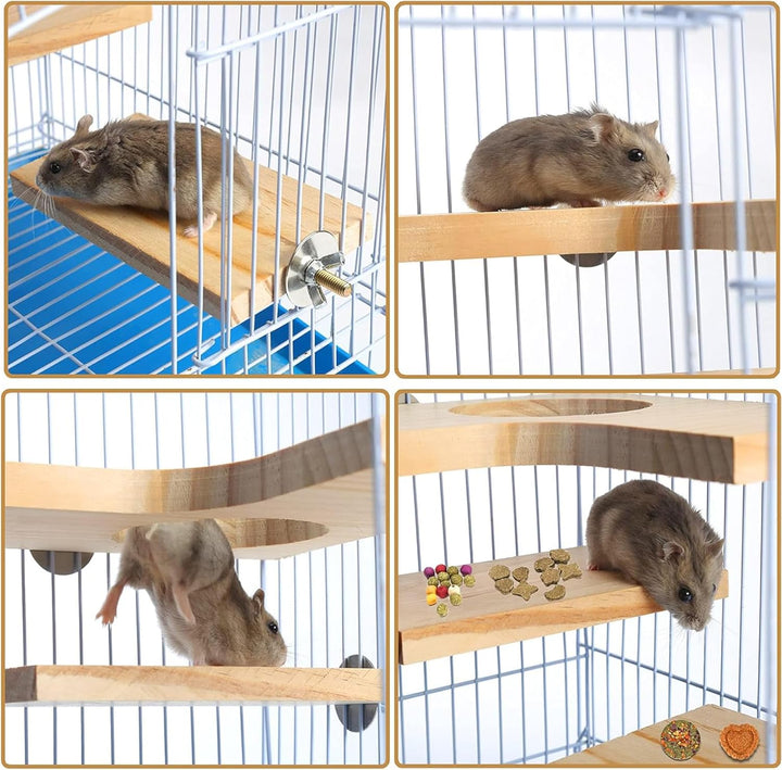 Hamster Zubehör aus Holz 5PCS Set für Kleintier Plattform Käfig, DIY Dekor Braun, Braun
