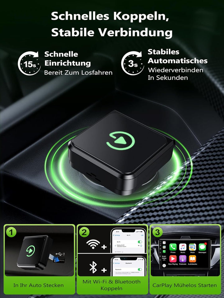 Wireless CarPlay Adapter Für iPhone: Aufgerüsteter Chip CarPlay Wireless Adapter – Mini, Zuverlässig