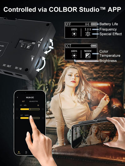 RGB LED Videoleuchte, Moman ML8RC Kamera Licht mit Powerbank 2500K-9000K CRI 96+ Videolicht, Camera