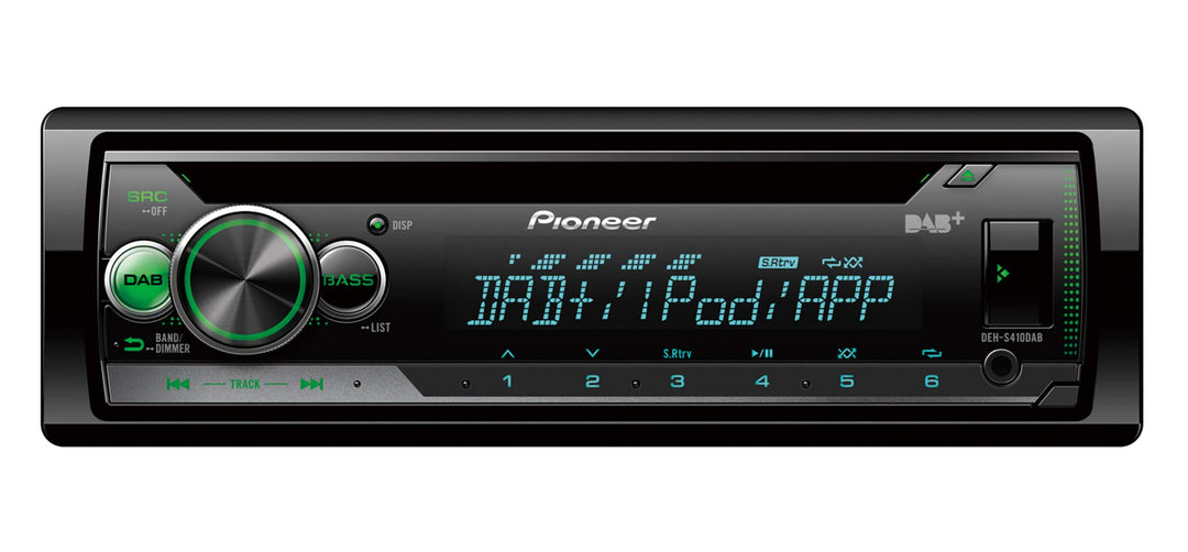 Pioneer DEH-S410DAB-AN, 1-DIN-Autoradio, CD-Tuner mit FM und DAB+, MP3, USB und AUX-Eingang, RGB – B