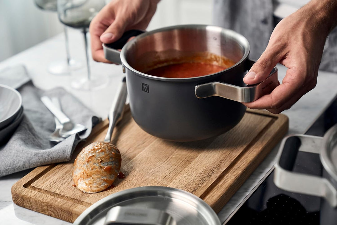 ZWILLING PURE Kochtopfset, 5-tlg, 18/10 Edelstahl, Keramik-Aussenbeschichtung, Stay-Cool-Griffe, Spü
