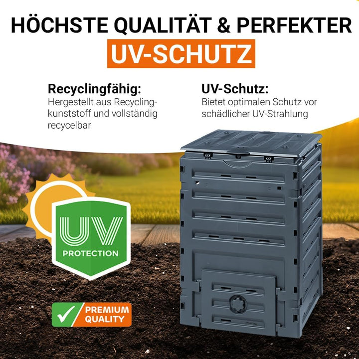 GARANTIA ECO-Master Kunststoff Komposter 300 Liter schwarz - Komposter Garten, Abfall & Recycling, S
