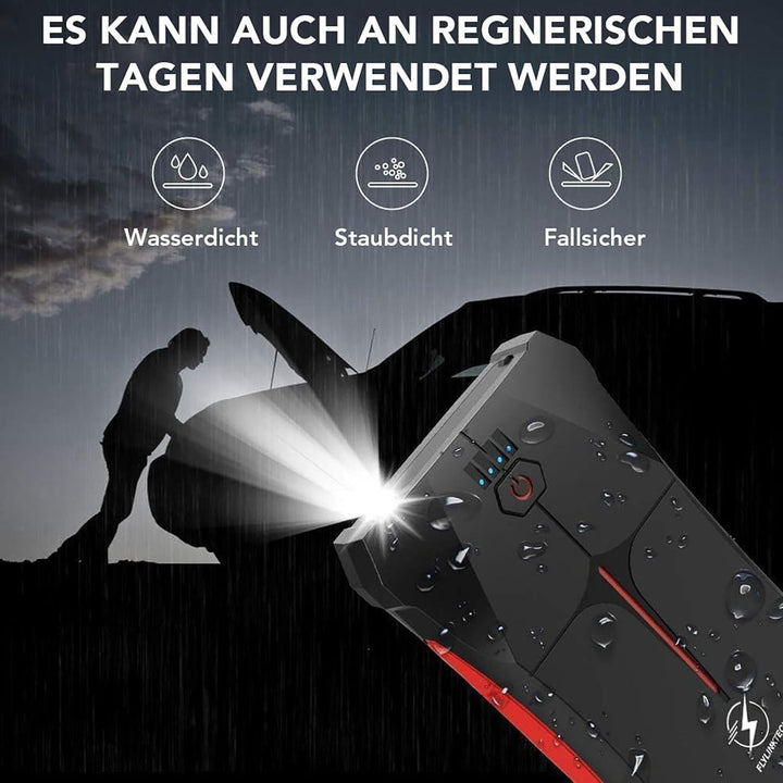 FLYLINKTECH Starthilfe Powerbank, 2000A Spitzstrom 13200mAh Tragbare Auto Starthilfe 12V für 6.0L Be