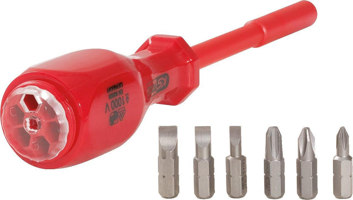 KS Tools 117.1625 1/4" Isolierter Bit-Schraubendreher mit Magazin