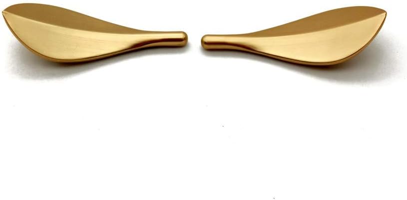 Mou 6 x goldene Blattknäufe, modischer Art-Deco-Stil, Blattform, Schranktürgriff, Zweiloch-Knäufe