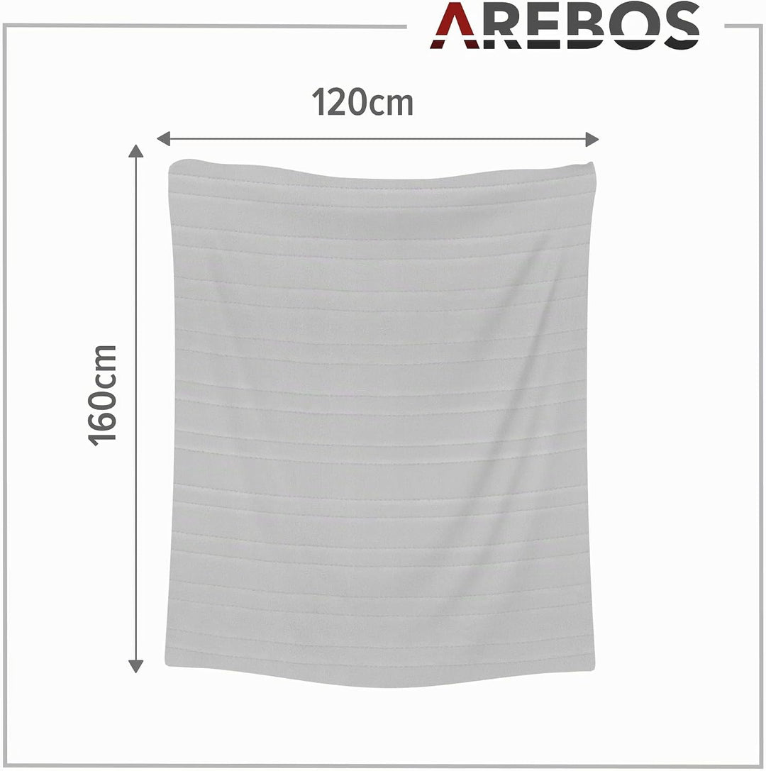 Arebos Heizdecke aus Plüsch 160 x 120 cm | elektrische Wärmedecke mit Abschaltautomatik | maschinenw