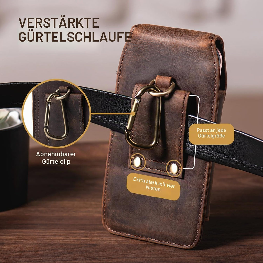 Hengwin Leder Handy Holster Fall Taille Gürtel Tasche für iPhone 17 Pro Max/16Plus iPhone 16 15 14 1