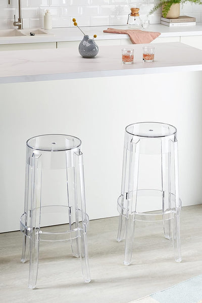 Kartell Charles Ghost, Hocker Large, H. 75 cm, Glasklar, 2er-Satz H. 75 Glasklar, H. 75 Glasklar