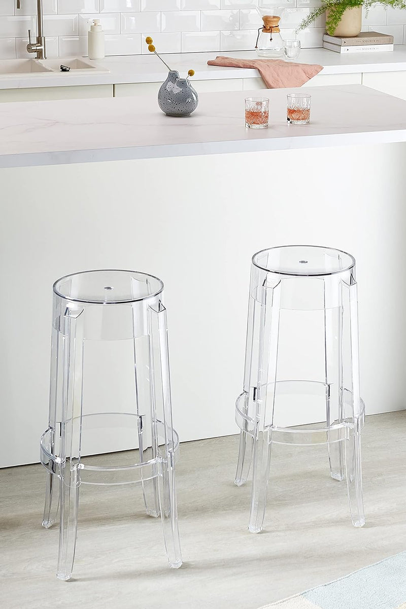Kartell Charles Ghost, Hocker Large, H. 75 cm, Glasklar, 2er-Satz H. 75 Glasklar, H. 75 Glasklar