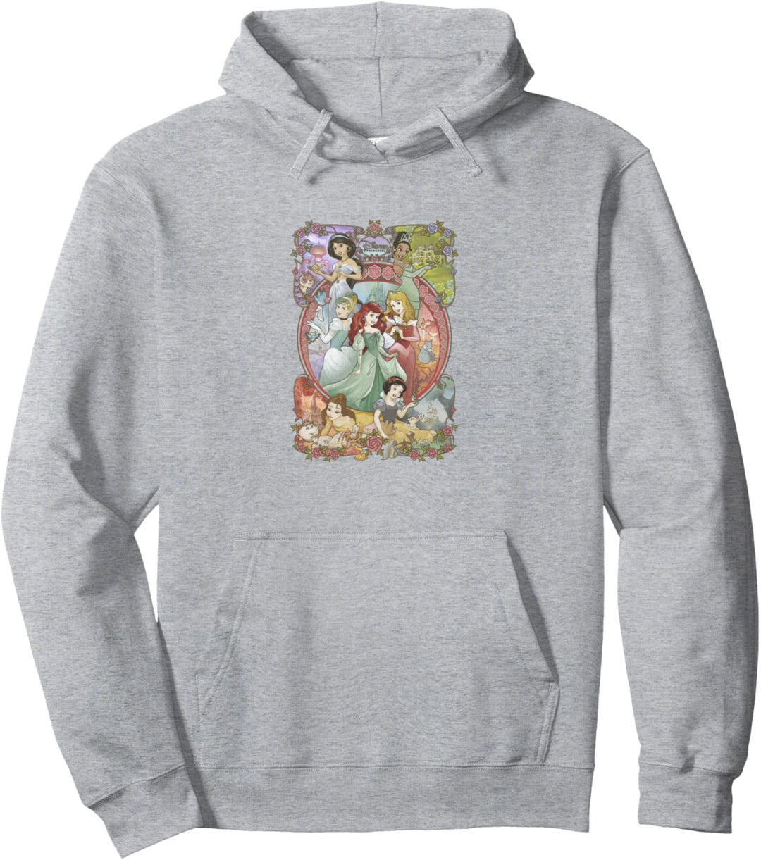 Disney Princess Classic Cartoon Group Collage Pullover Hoodie